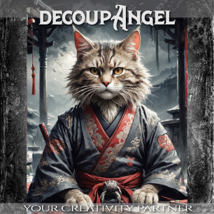 Bushido Feline Spirit - Decoupage - Seidenpapier