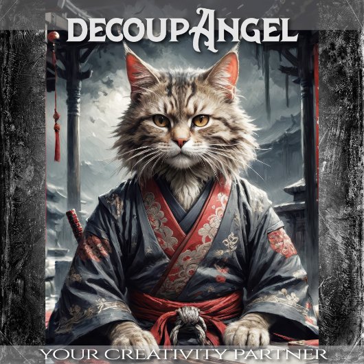 Bushido Feline Spirit - Decoupage - Seidenpapier