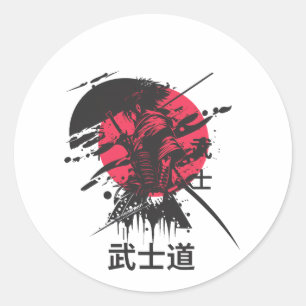 Bushido-Geist: Samurai-Krieger-Ästhetik  Runder Aufkleber
