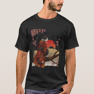Bushido-Katze-Samurai-Krieger mit Katana und Kimon T-Shirt