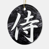 BUSHIDO SAMURAI-KANJI-Weiß Keramik Ornament (Links)