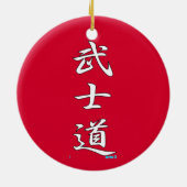 BUSHIDO SAMURAI-KANJI-Weiß Keramik Ornament (Hinten)