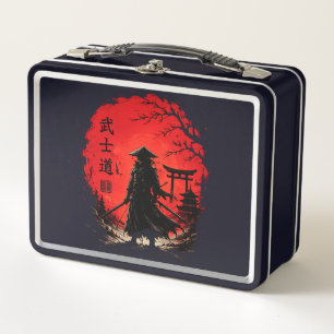Bushido Samurai Krieger roter Mond japanischer Vin Metall Brotdose