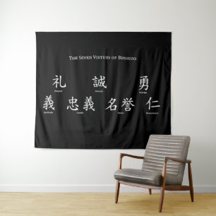 Bushido sieben Tugenden Wandteppich