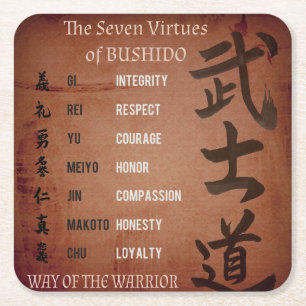 BUSHIDO VIRTUES RECHTECKIGER PAPPUNTERSETZER