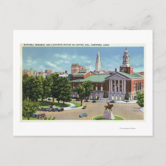 Bushnell Memorial, Lafayette Statue Postkarte (Vorderseite)