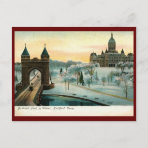 Bushnell Park im Winter, Hartford CT Vintage Postkarte