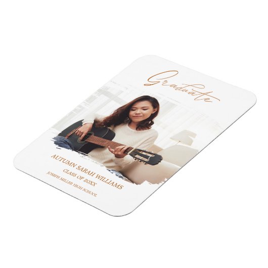 Bushstroke Whimsical Calligraphy Abschluss School Magnet (Linke Seite)