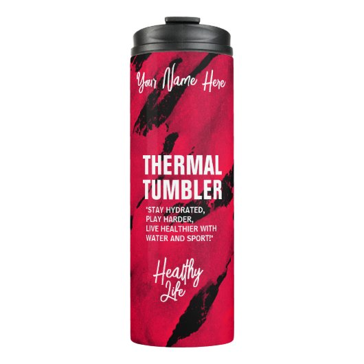 Bushy Black Pink Thermal Tumbler Thermosbecher (Vorderseite)