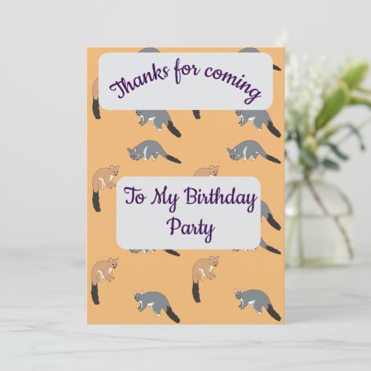 Bushy Tail Possums Dankeskarten Einladung (Stehend Vorderseite)