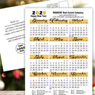Business 2025 Calendar Modernes Schwarzes Skript E Feiertagspostkarte