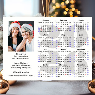Business 2026 Calendar Minimalistisch Silver Glitz Magnetkarte