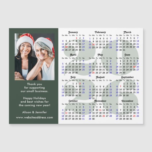 Business 2026 Kalender Lagerung grünes Foto Magnet (Vorderseite)