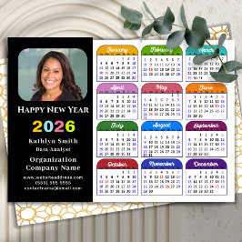Business 2026 Kalender Modern Black Gold Colorful Feiertagskarte