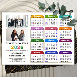Business 2026 Kalender Modern Black Gold Colorful Feiertagskarte