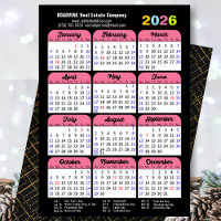 Business 2026 Kalender Schwarz Rosa Minimalistisch