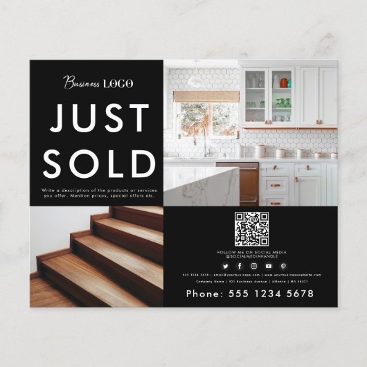 Business 2 Werbeplakette für Foto QR-Code Business Flyer (Vorne)