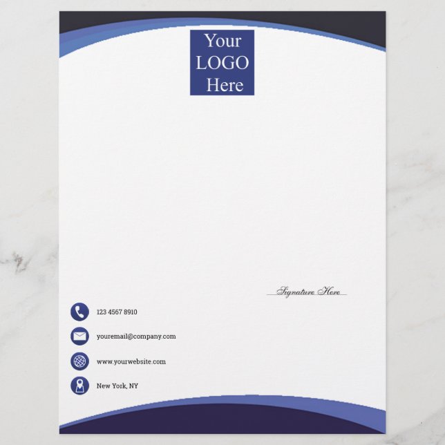 Business 3 Shaded Blue Logo Company Name Signature Briefbogen (Vorderseite)