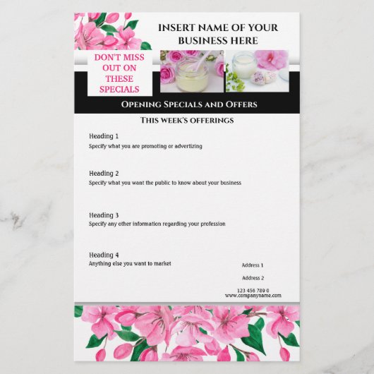 Business 4 Foto Kirschblüte Wellness-Center Salon  Flyer (Vorne)