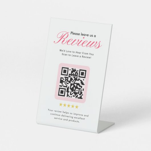 Business 5 Star Review QR Code Business Tabletop Sockelschild (Vorderseite)