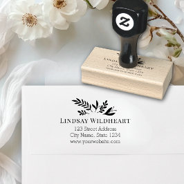 Business Address | Botanical Logo Business Gummistempel