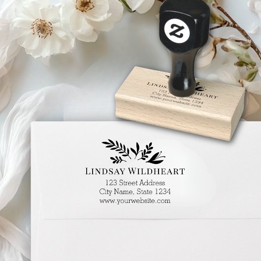 Business Address | Botanical Logo Business Gummistempel