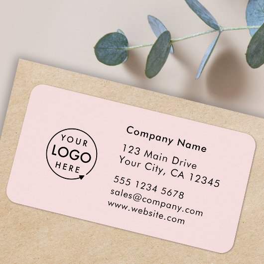 Business Address Label | Pink Company Info Sticker Adressaufkleber