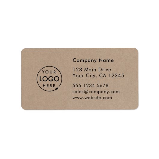 Business Address Label | Rustic Kraft Logo Sticker Adressaufkleber (Vorne)