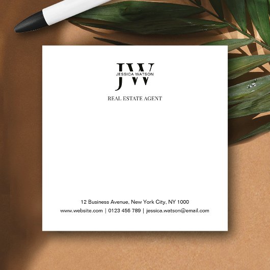 Business Address Monogram Real Estate Business Post-it Klebezettel