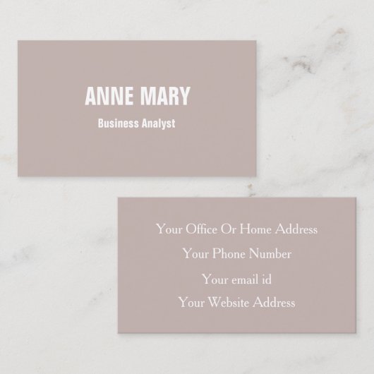 Business Analyst Beige Terracotta Elegant Modern Visitenkarte (Vorne/Hinten)
