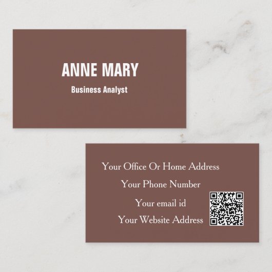 Business Analyst Terrakotta Elegant Modern QR-Code Visitenkarte (Vorne/Hinten)
