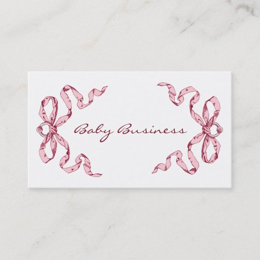 Business Baby Pink Bows Business Cards Visitenkarte (Vorderseite)