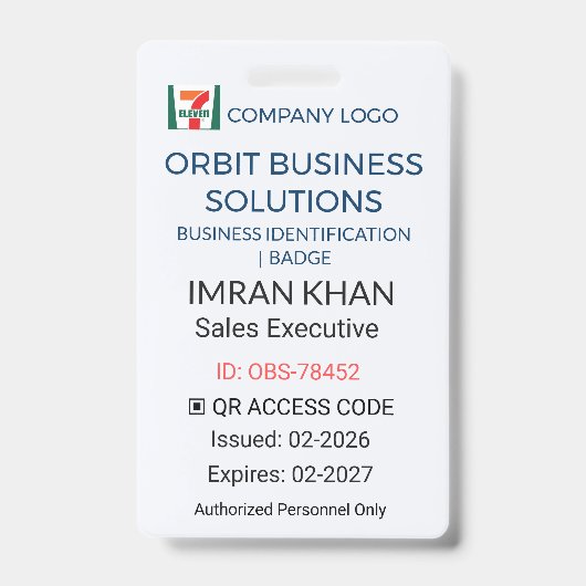 Business Badge | ID Badge – QR Logo Ausweis (Vorderseite)