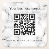 Business Bar Restaurant Marble Menü Scan qr Code Rechteckiger Pappuntersetzer (Vorderseite)
