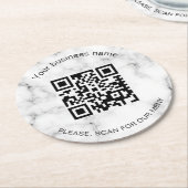 Business Bar Restaurant Marble Menü Scan qr Code Runder Pappuntersetzer (Angewinkelt)