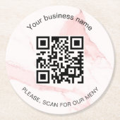 Business-Bar-Restaurant mit rosa Marmor - Speiseka Runder Pappuntersetzer (Vorderseite)