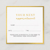 Business Beauty Termin Karte White Gold (Vorderseite)