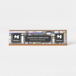 Business Beruflich Modernes Monogramm personalisie Schreibtischnamensplakette