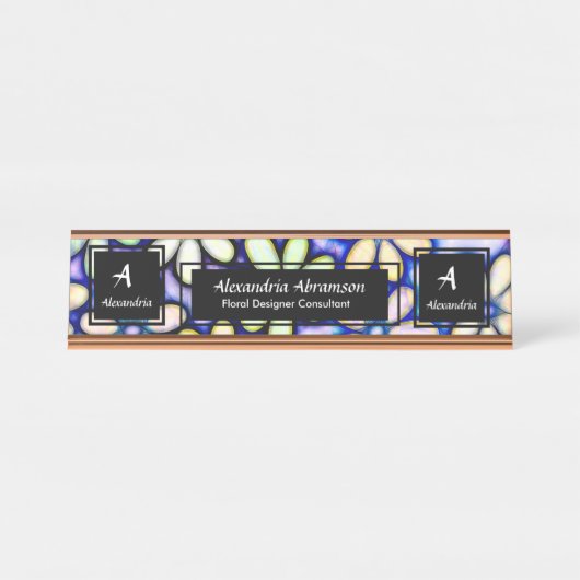 Business Beruflich Modernes Monogramm personalisie Schreibtischnamensplakette (Vorderseite )