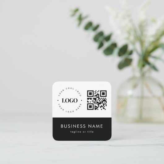 Business Berufliches Logo QR Code Company Quadratische Visitenkarte (Stehend Vorderseite)