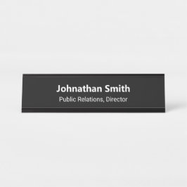Business Black and  White Employee Name Job Title Schreibtischnamensplakette