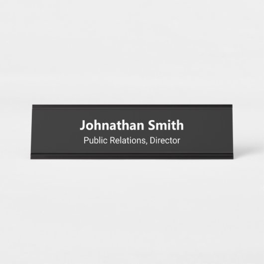 Business Black and White Employee Name Job Title Schreibtischnamensplakette (Vorderseite )
