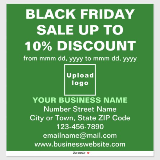 Business Black Friday Sale auf Green Vinyl Sticker (Blatt)