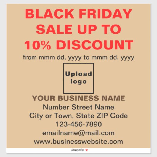 Business Black Friday Sale auf Light Brown Aufkleber (Blatt)
