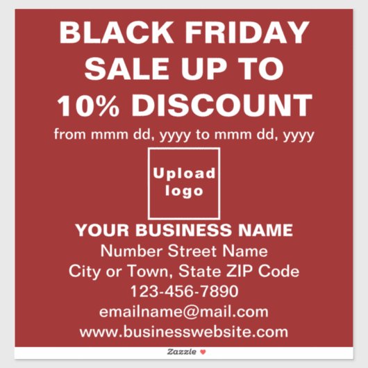Business Black Friday Sale auf Red Vinyl Sticker (Blatt)