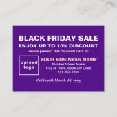 Business Black Friday Sale mit Lila Rabattkarte (Vorderseite)