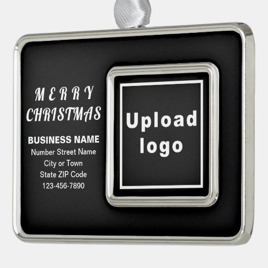 Business Black Gerahmt Rectangle Weihnachtsdekorat Rahmen-Ornament Silber (Links)