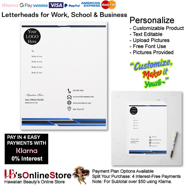 Business Blue Black Logo Company Name Signature  Briefbogen (Business Blue Black Logo Company Name Signature Letterhead.)