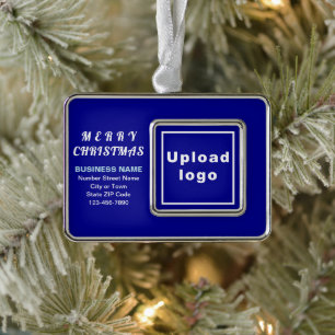 Business Blue Gerahmt Rectangle Weihnachtsdekorati Rahmen-Ornament Silber