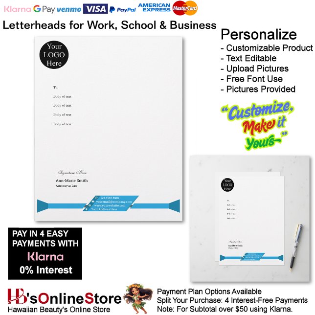 Business Blue Logo Company Name Signature  Briefbogen (Business Blue Logo Company Name Signature Letterhead.)